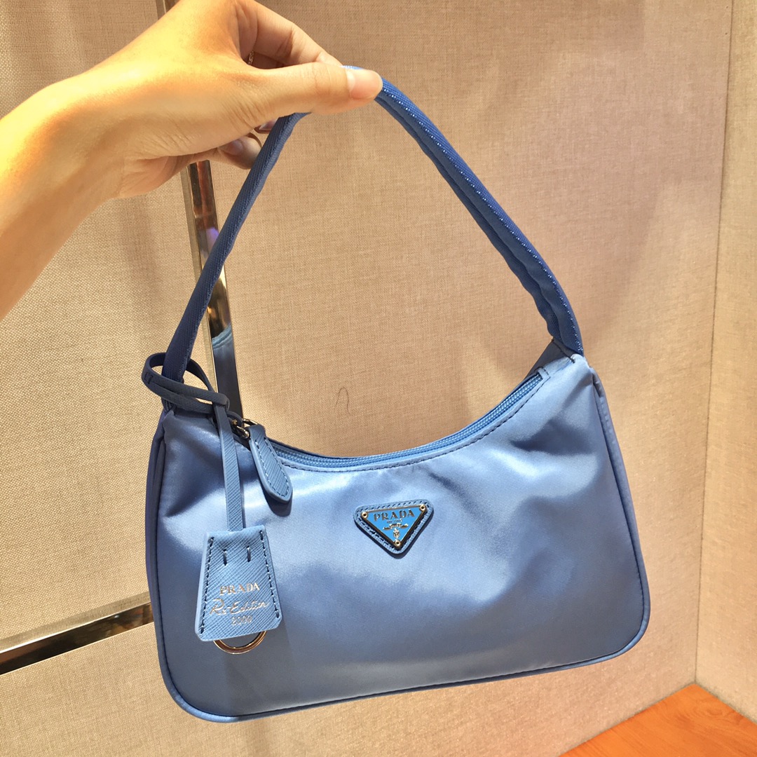 Prada Mini Re Nylon Re Edition 2000 Hobo Bag Handbag Blue 1NE515